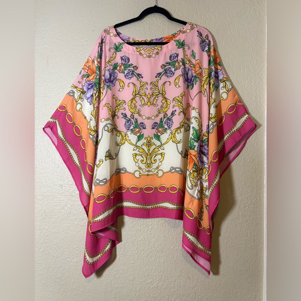 Belle by Kim Gravel Pink and Orange Floral Blouse - Picture 2 of 9
